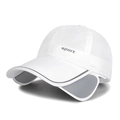 White quick-dry sports cap with gray retractable sun visor panels and mesh fabric - Adjustable / White