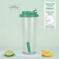 880ml Tritan straw cup in Seaweed Green with retractable straw for bubble tea - Seaweed Green