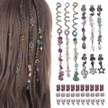Regenbogenfarbene Haarschmuck-Set mit Natursteinen und verschiedenen Anhängern - 39er Set Bunt 15#