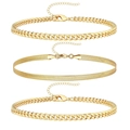 Set of three gold plated Cuban and snake chains with adjustable lobster clasps - Golden Dual Cuban and Single Snake Chain Set
