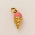 Detail view of 18K gold-plated ice cream cone pendant with pink enamel finish - Heart Ice Cream Pendant