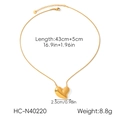 Flat lay of gold heart necklace showing length 43cm plus 5cm extension and 8.8g weight - Large Gold Heart Pendant Snake Chain (HC-N40220)