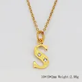 Collier avec pendentif lettre S plaqué or 18K avec cristaux et finition texturée - Lettre S