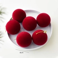 Set di 6 palline di Natale in velluto rosso da 8cm con cordino dorato per l'albero - 8cm/Set da 6 / Borgogna