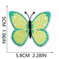 Close-up of green and white butterfly embroidery patch with size dimensions 5.8cm x 5cm - Green Black White Butterfly (C19HD-09-05)