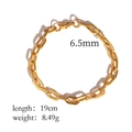 Dettaglio di un bracciale a catena a graffetta placcato oro 18k largo 6,5 mm con misure - LA09-Piccola catena a maglie saldate-Oro