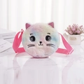 Rainbow tie-dye plush cat shoulder bag for kids with pink sequin ears and adjustable strap - Cat Shape / Pink