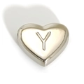 Polished silver heart-shaped pendant with engraved letter Y for DIY jewelry making - Letter Y Style (SP143S-Y)