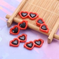 Macro view of five miniature red heart-shaped sunglasses resin DIY craft accessories - 28*12mm / Red