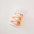 Set of three matte orange hair clips in hollow teardrop design on display card - Orange Teardrop Set