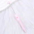 Pink DIY beadable pen with elegant bow and heart motif on a white plush surface - 63-Pink Bow