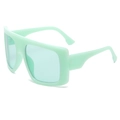 Oversized mint green one-piece square sunglasses with matching tinted lenses in PC frame - Jelly Green