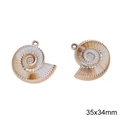 Nautilus shell pendant in acrylic 35x34mm with gold metal trim for DIY jewelry - No. 11 Shell / 35x34mm (1 Piece/Pack) / Gold