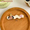 Cute white wave hair clip with cartoon dog and pink love text for girls hair styling - 1# Creamy White Dog Clip