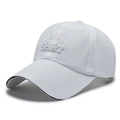 Weiße schnelltrocknende Sport-Baseballkappe mit 3D-Sportstickerei und atmungsaktivem Mesh - Verstellbar / Weiß