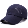 Navy blue breathable baseball cap with laser-cut holes and quick-dry fabric - Navy Blue