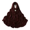 Detail of dark brown jersey hijab with soft modal texture and fine stitched edges - Mocha Coffee (#53)