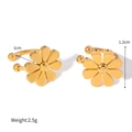 18k gold plated stainless steel daisy ear cuff with white enamel floral petals - Golden Daisy Ear Cuff (JDEW2402009)