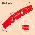 Set of 10 red Christmas reindeer and snowman cup sleeves for holiday cake decorations - 10 Pieces / Cup Sleeve Red Fawn