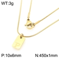18K vergulde roestvrijstalen slangenschakelketting met vierkante letter P hanger - Gouden Letter P (KN293442-Z)
