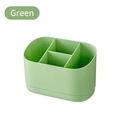 Green minimalist multi-compartment plastic desk organizer with four storage sections - Green (No Stickers)