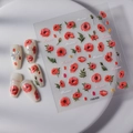 Détail des stickers ongles FEB-658 avec motifs de fleurs de coquelicot rouge et feuilles - Style Coquelicot Rouge (FEB-658)