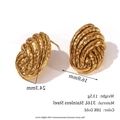 Irregular 18K gold plated stainless steel stud earrings with hammered texture detail - Hammered Bread Pattern Button Studs - Gold