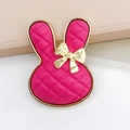 Detail of rose red rabbit charm with golden checkered pattern and bow for DIY shoes - Rose Red