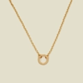 Minimalist 18K gold plated round tag necklace with lucky angel number on beige background - Chain Only (Artificial Pearl Chain) / Original 1:1 (Jump Ring) / Gold