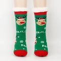 Chaussettes de Noël épaisses vertes avec motif renne et doublure polaire chaude - Taille unique / Tête de Renne Vert