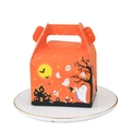 Halloween orange cake gift box with ghost and witch prints featuring a top handle design - Ghost - Orange