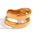 Set de anillos entrelazados de doble capa en acero inoxidable chapado en oro de 18 quilates - Dorado