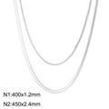 Double layered silver snake chains with sizes 400x1.2mm and 450x2.4mm on white background - Silver Double Layer Snake Chain (KN232353-Z)