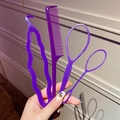 Purple 4-piece plastic hair styling tool set for children including pull hair pins and comb - Style 5 Bun Maker Kit (D4-053) / Four-Piece Set / Purple