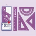 Set geometria 4 pezzi in lega di alluminio viola con righello 15cm e custodia morbida - Lavanda - 15cm Scatola
