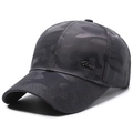 Dark grey camouflage baseball cap with silver metal logo and breathable eyelets - Metal Label / Dark Gray