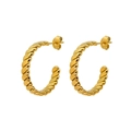 Eleganti orecchini a cerchio a C in oro intrecciato realizzati in acciaio inossidabile - Oro
