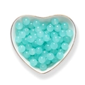 Pastel blue translucent jade-like glass beads for DIY jewelry in a heart bowl - Light Lake Blue