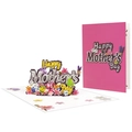 3D pop-up Mother's Day greeting card with pink floral design and matching envelope - Lily Happy Mother's Day