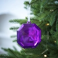 Purple diamond-shaped Christmas ornament measuring 10x9cm with a shiny plastic finish - Small / Gem Purple