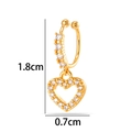 Golden heart drop earrings with sparkling cubic zirconia stones and sizing details - Heart Style (2625-7#) / Gold