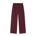 Detail der burgunderroten Weitbeinhose mit elastischem Bund und Kordelzug-Detail - S / Weinrote Hose