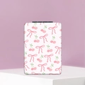 Primer plano de espejo plegable portátil con diseño de cerezas rosas y lazos - Estilo de Lazo Cereza Rosa (YYDS01022)