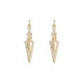 14K gold plated dagger drop earrings with sparkling cubic zirconia in minimalist style - Arrowhead Dagger Style (H-5667)