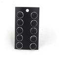 Vue détaillée de cinq paires de boucles d'oreilles druzy noires de 12mm sur carte - Lot de 5 Paires / Noir