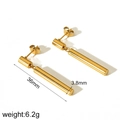Goldene Vintage Quasten-Ohrhänger aus Edelstahl, 36mm Länge, 6,2g Gewicht, elegantes Design - Zylindrischer Minimalistischer Hängestil (TE6841-G)
