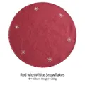 100cm red felt Christmas tree skirt featuring white snowflake patterns and 200g weight - Red with Snowflake