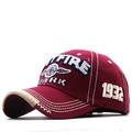 Distressed cotton baseball cap with SPARK 3D embroidery and contrasting brim trim - Adjustable / Red