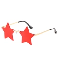 Gafas de sol de estrella sin montura con lentes rojas y patillas de metal dorado - Montura Dorada Rojo