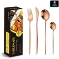 4-piece rose gold stainless steel cutlery set with elegant gift box packaging - 4-Piece Set (with Gift Box) / Rose Gold